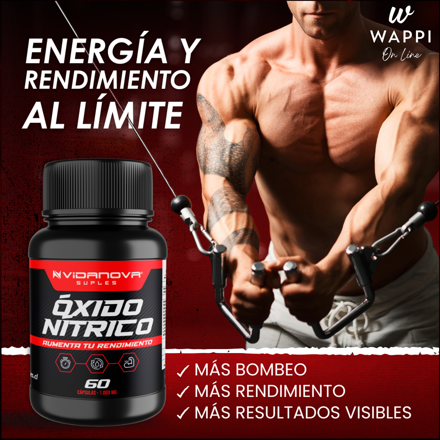 2x1 Óxido Nítrico 1000mg – 60 Cápsulas | Energía y Circulación Saludable